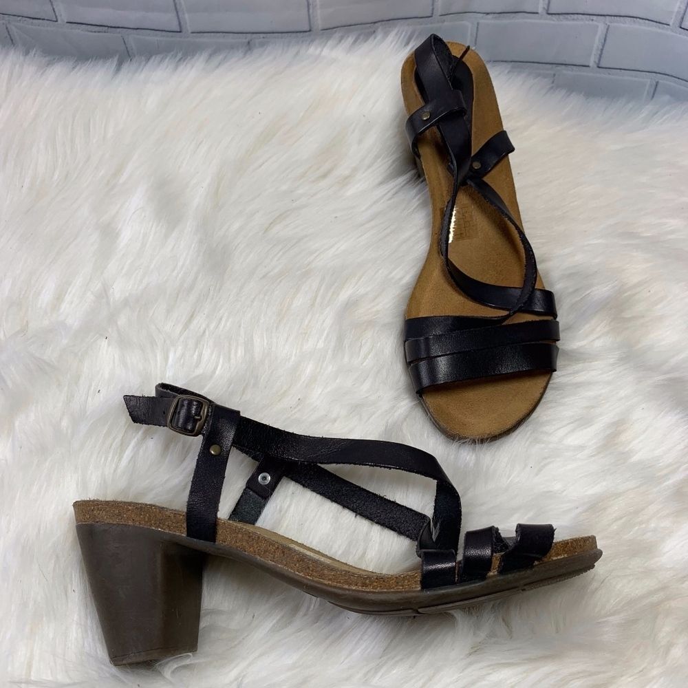 Miz Mooz Strappy Black Leather‎ Sandals Size 41